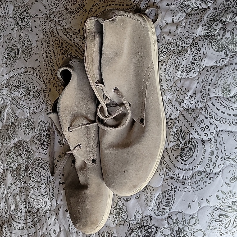 Diesel Mid Town Chukka Boots Mens 13 Gray Taupe Suede Leather Mid Cut Lace Up